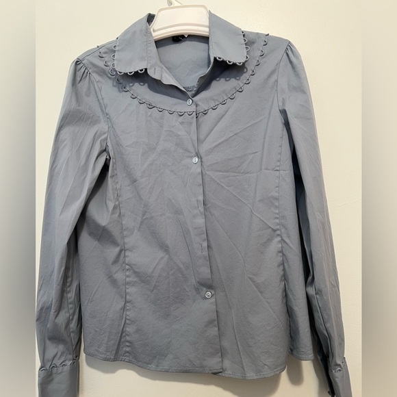 3. Theory Blue Blouse - Picture 7 of 14